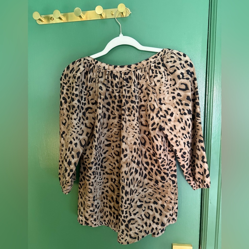 LOFT Small Leopard Print Blouse - Picture 3 of 4